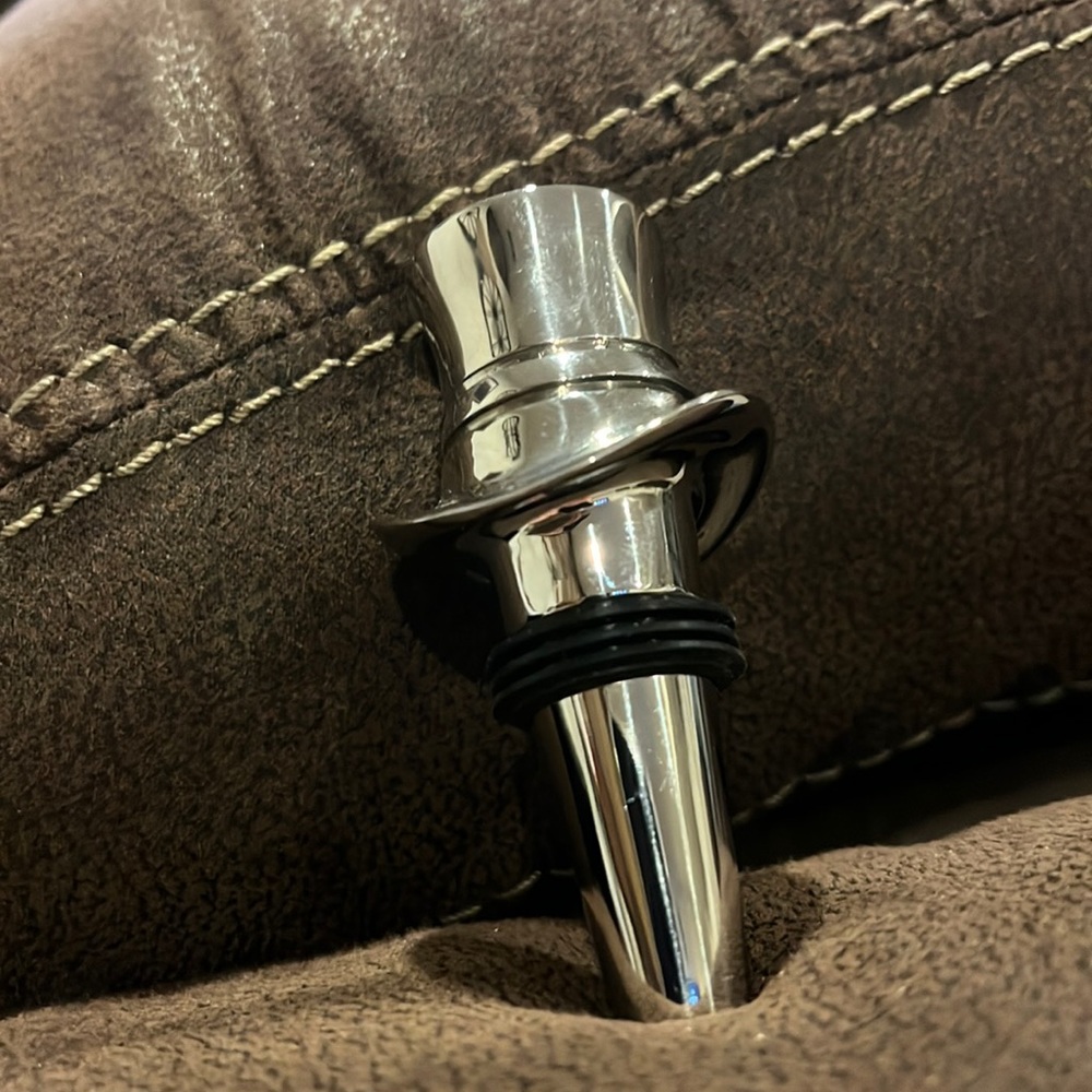 Ralph Lauren Finley Top Hat Bottle Stop Stopper chrome new Bar Barware New Years